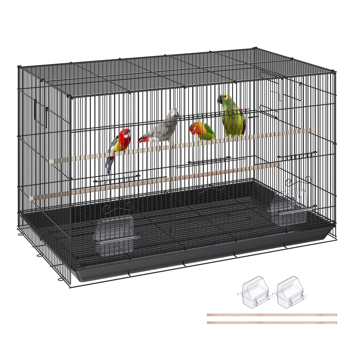 SucceBuy Stainless Steel Parakeet Cage With Rolling Stand Tray