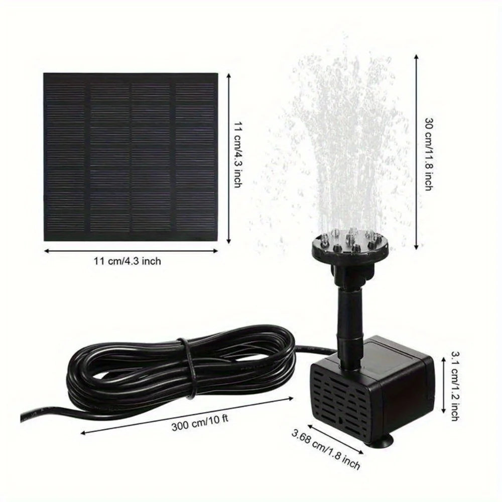 Solar Fountain Pump With 6 Nozzles For Outdoor Water Features