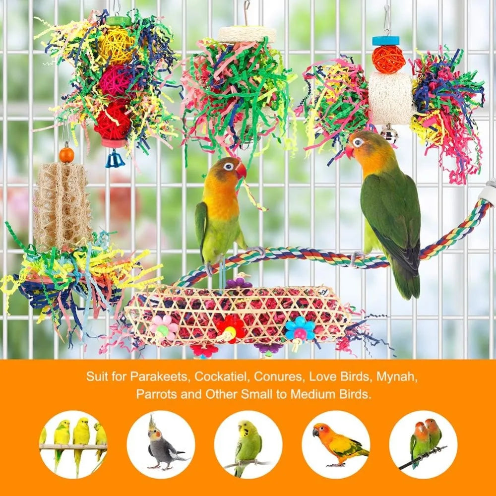 6 Pack Paper Bird Chew Toys With Crinkle Ball