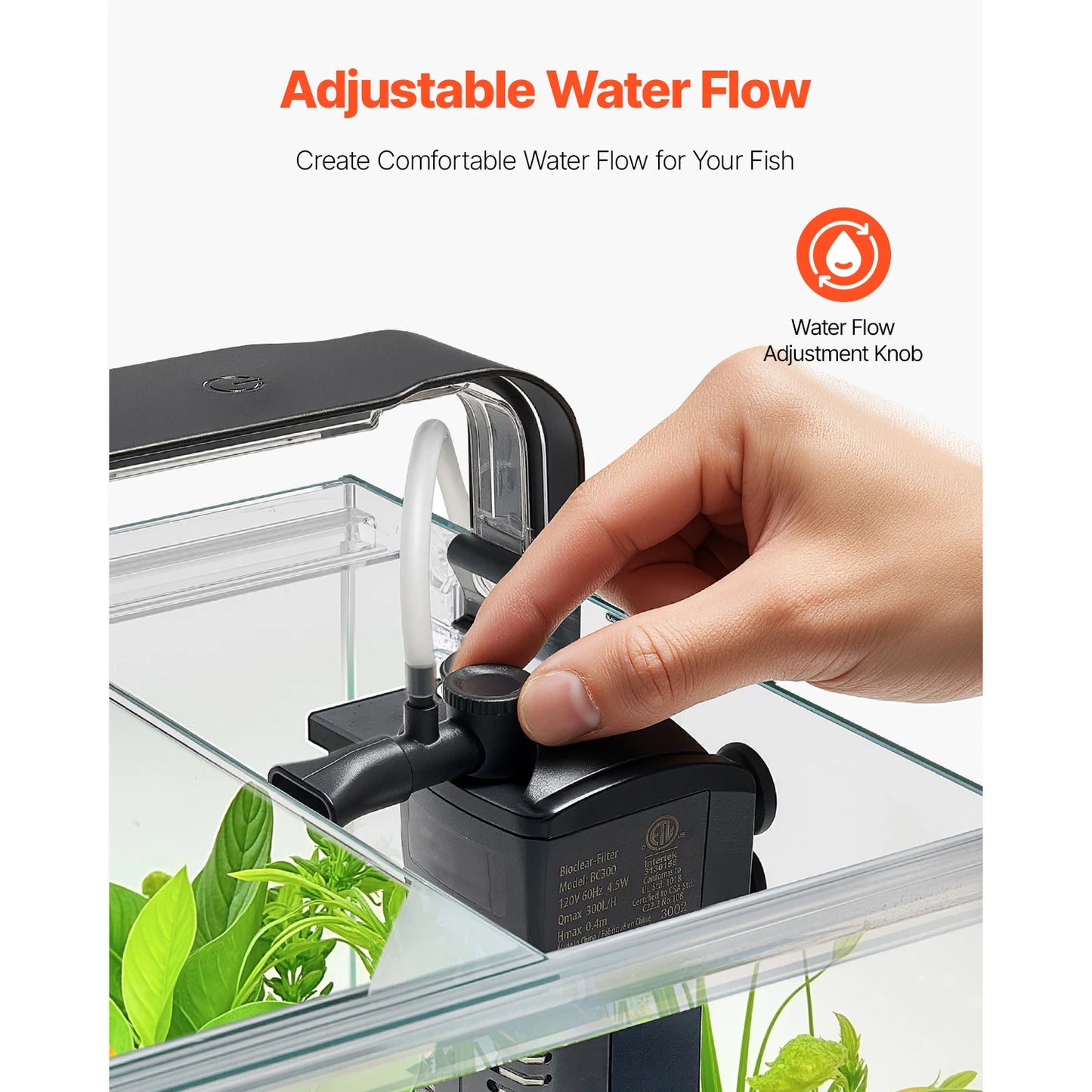 SucceBuy Fish Tank Aquarium 2/5Gal Square Ultra-Clear Glass Starter Tank Adjustable 3 Color Lighting Self Cleaning System for Home