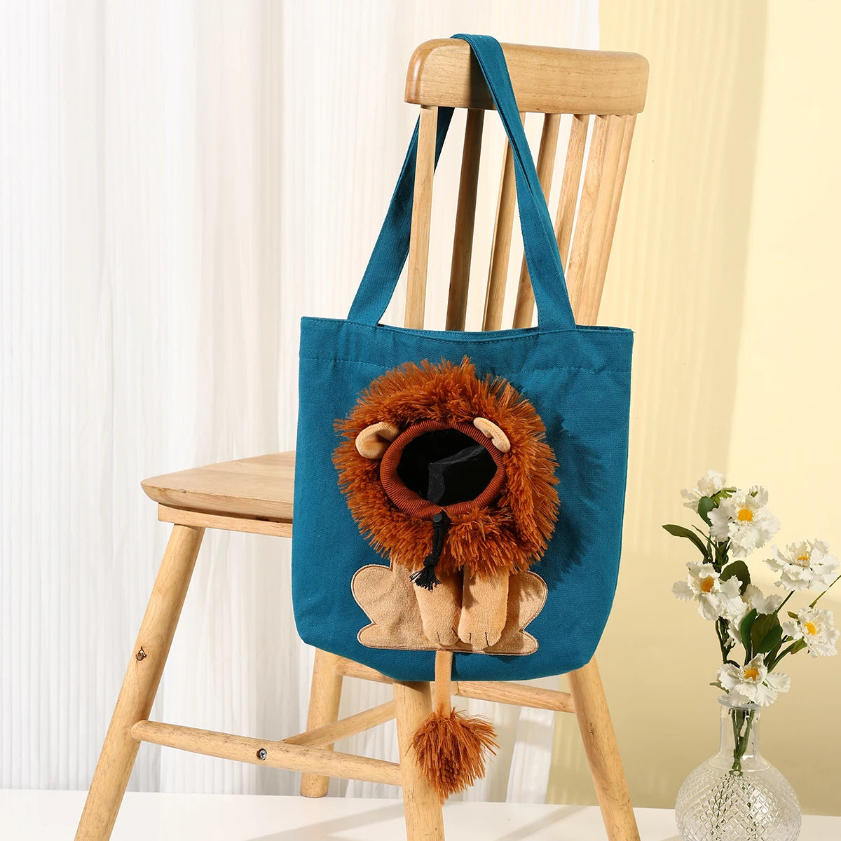 Lion Shaped Cat Carrier Bag Portable Polyester Shoulder Tote