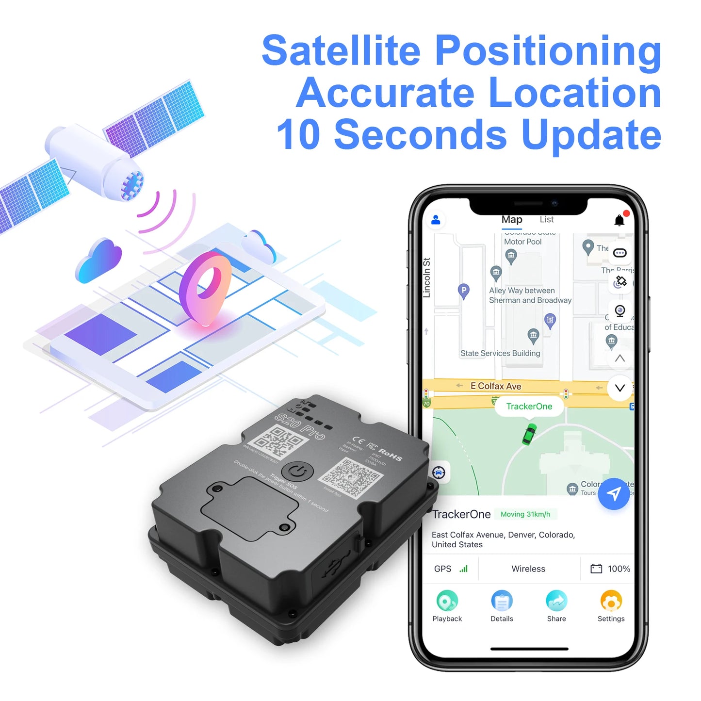 Wanwaytech 4G GPS Tracker for Car Motorcycle with Magnetic Locator