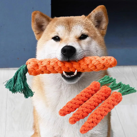 Durable Carrot Rope Dog Toy For Teeth Cleaning And Chewing