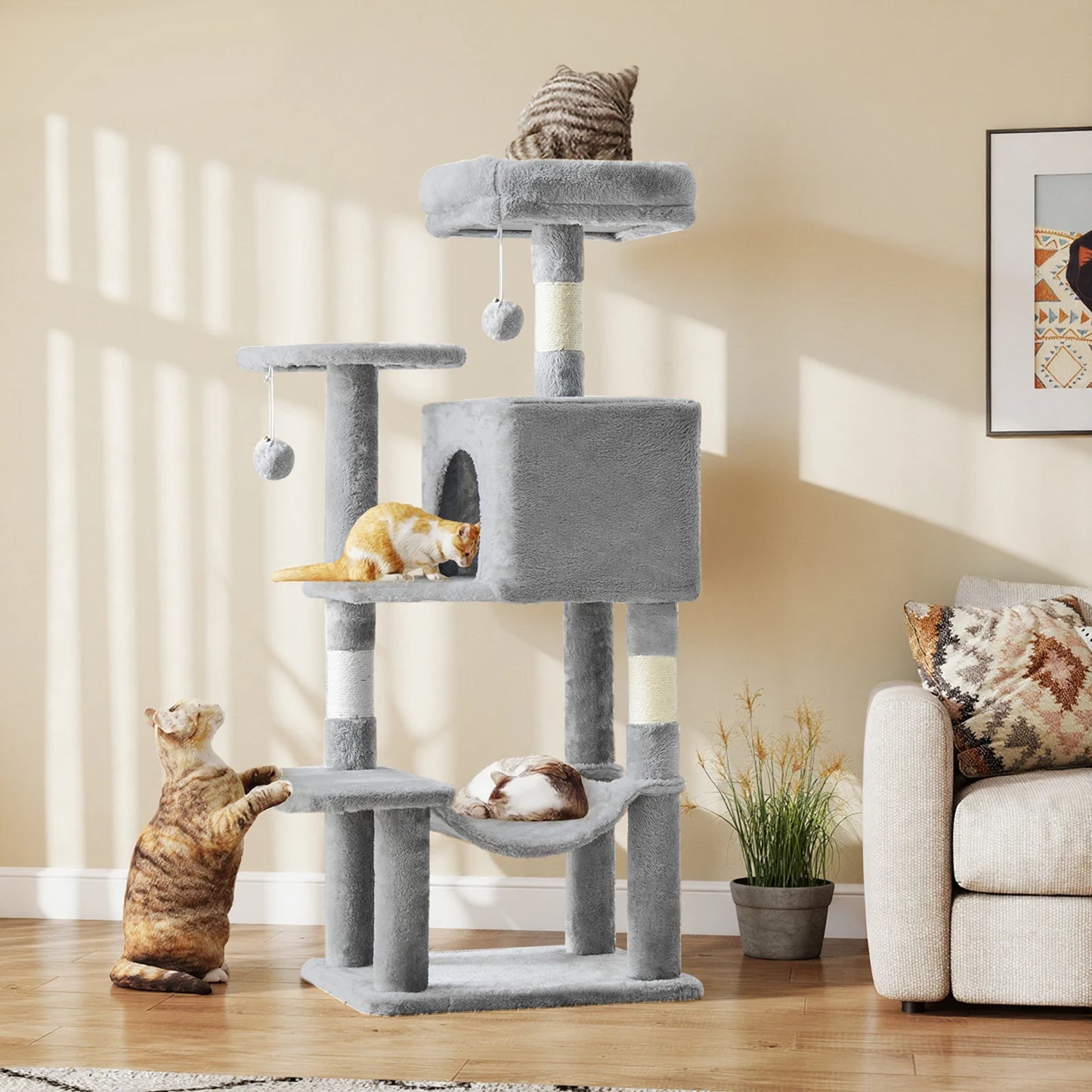 JHK Cat Tree Tower Indoor Cats Natural Sisal Scratching Posts