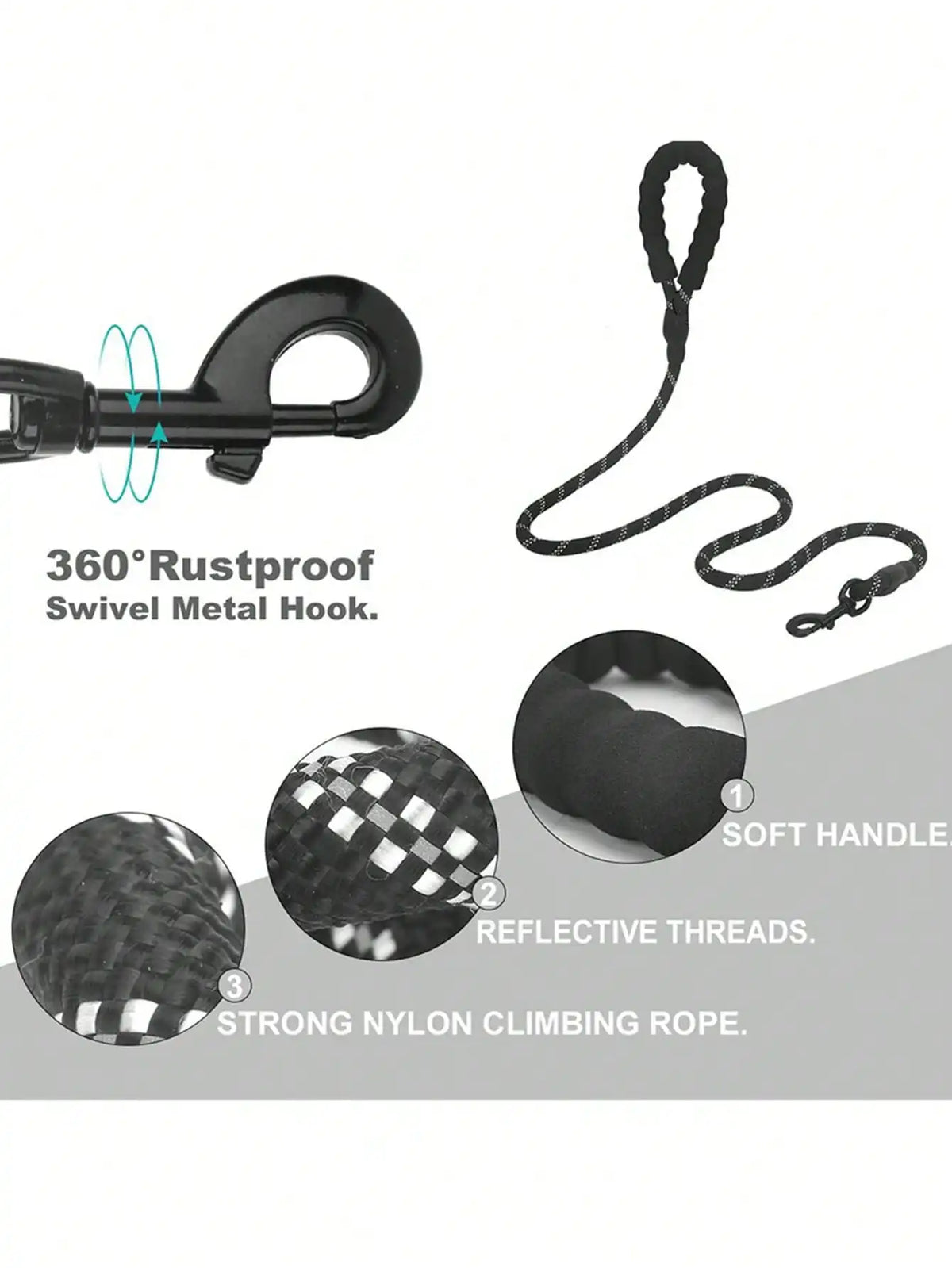 Reflective Nylon Dog Leash With Padded No Choke Handle
