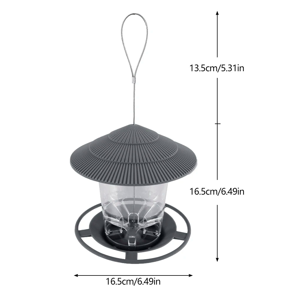 Garden Hanging Bird Feeder With Terrace Roof And Rope Hook