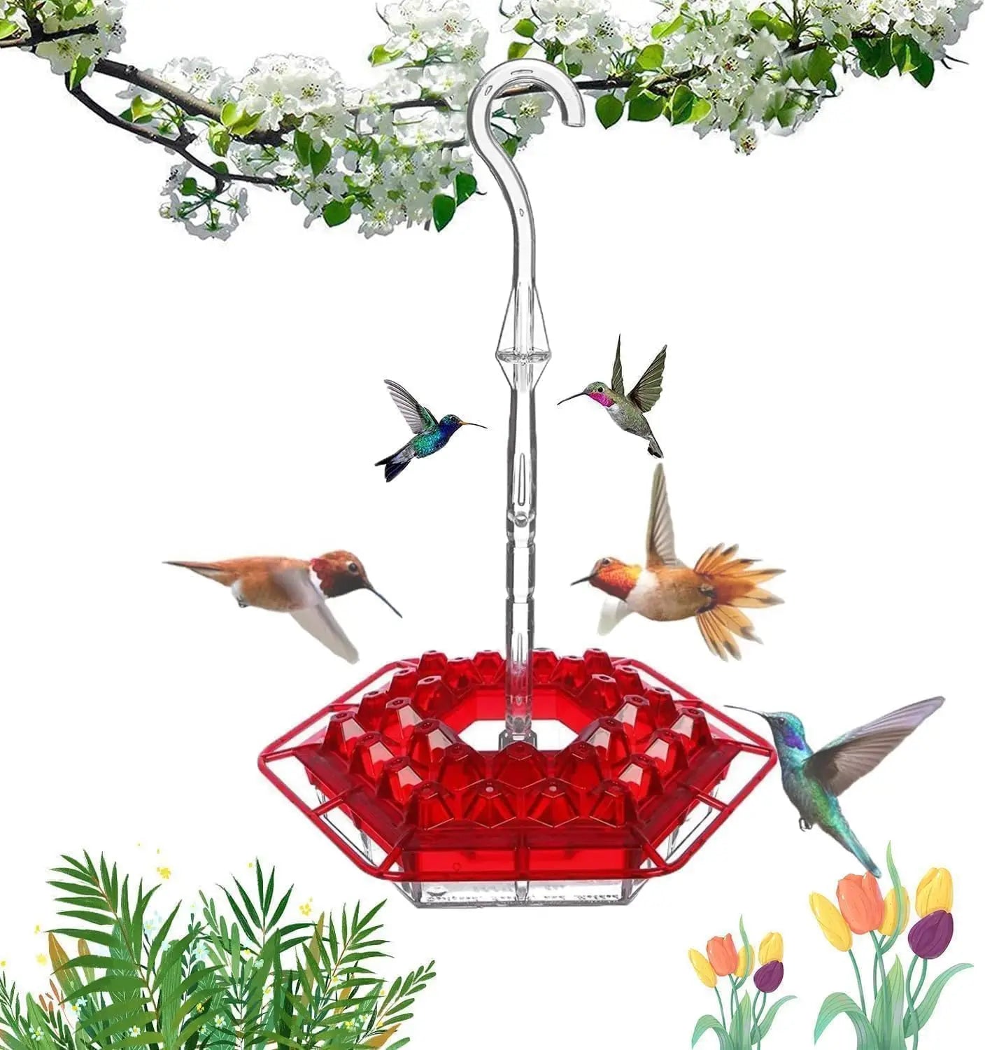 Hummingbird Feeder With Leakproof Moat And 30 Feeding Ports