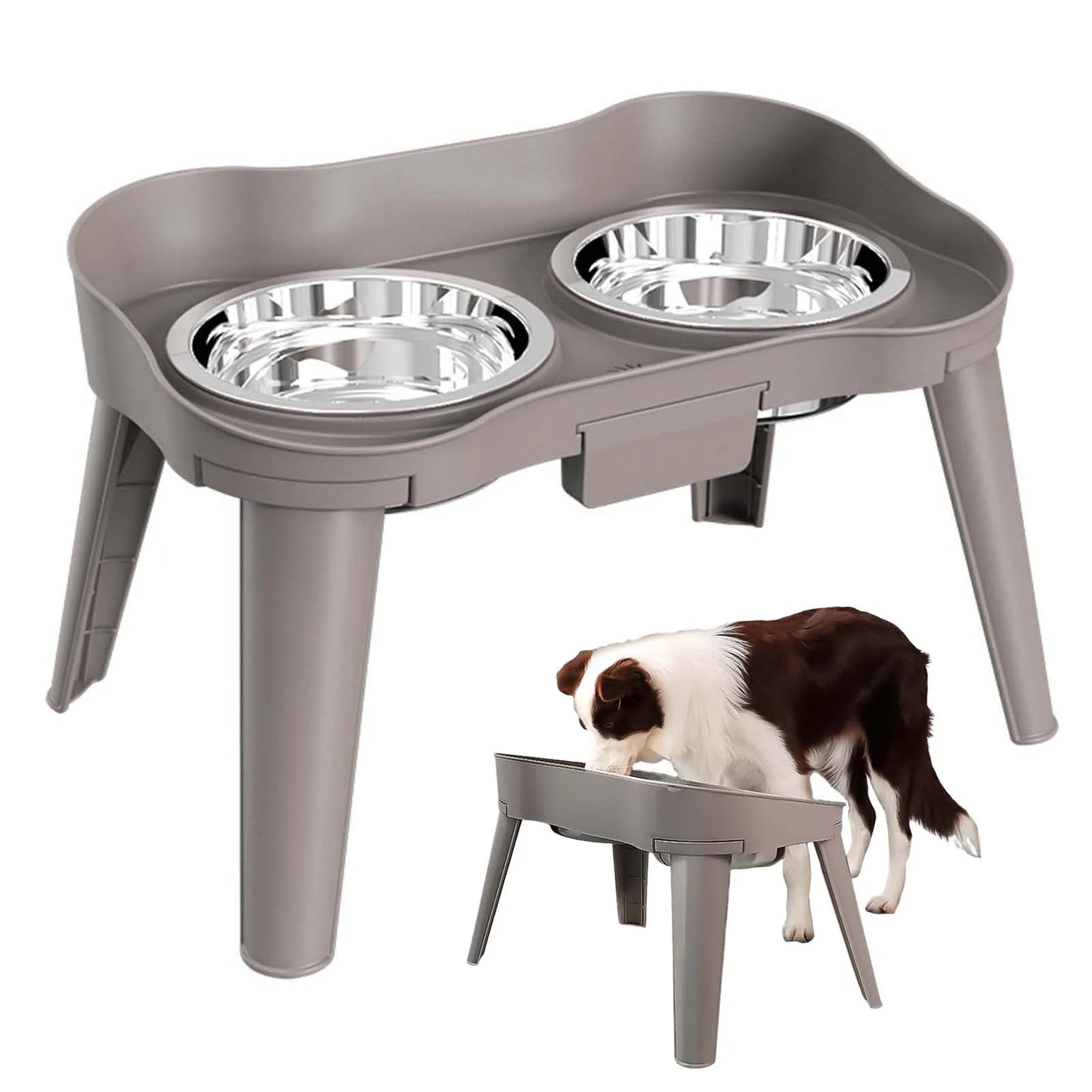 Raised Elevated Dog Bowl Stainless Steel No Spill Non Slip