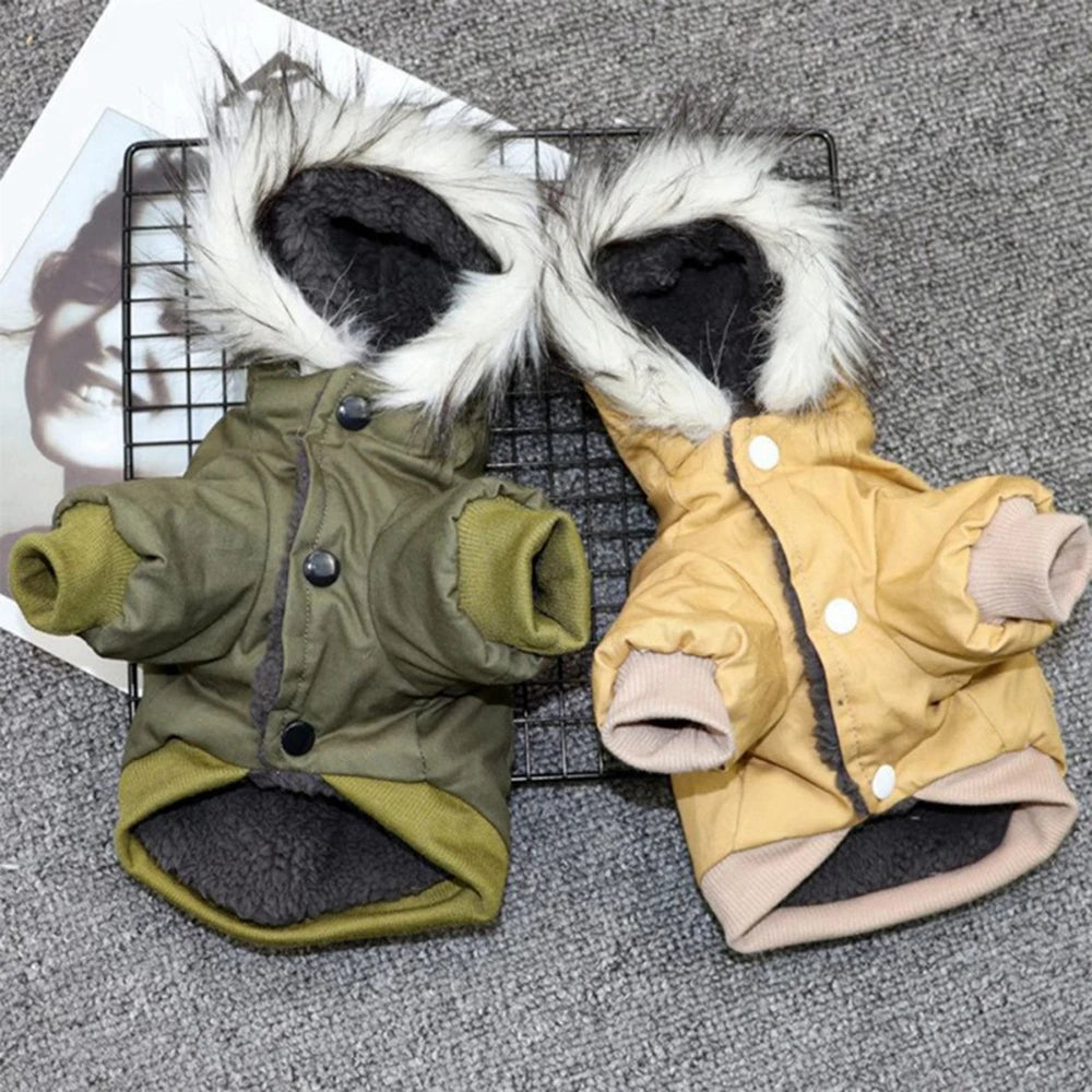 Dog Jacket With Harness Winter Windproof Coat Hoodie Vest Outdoor