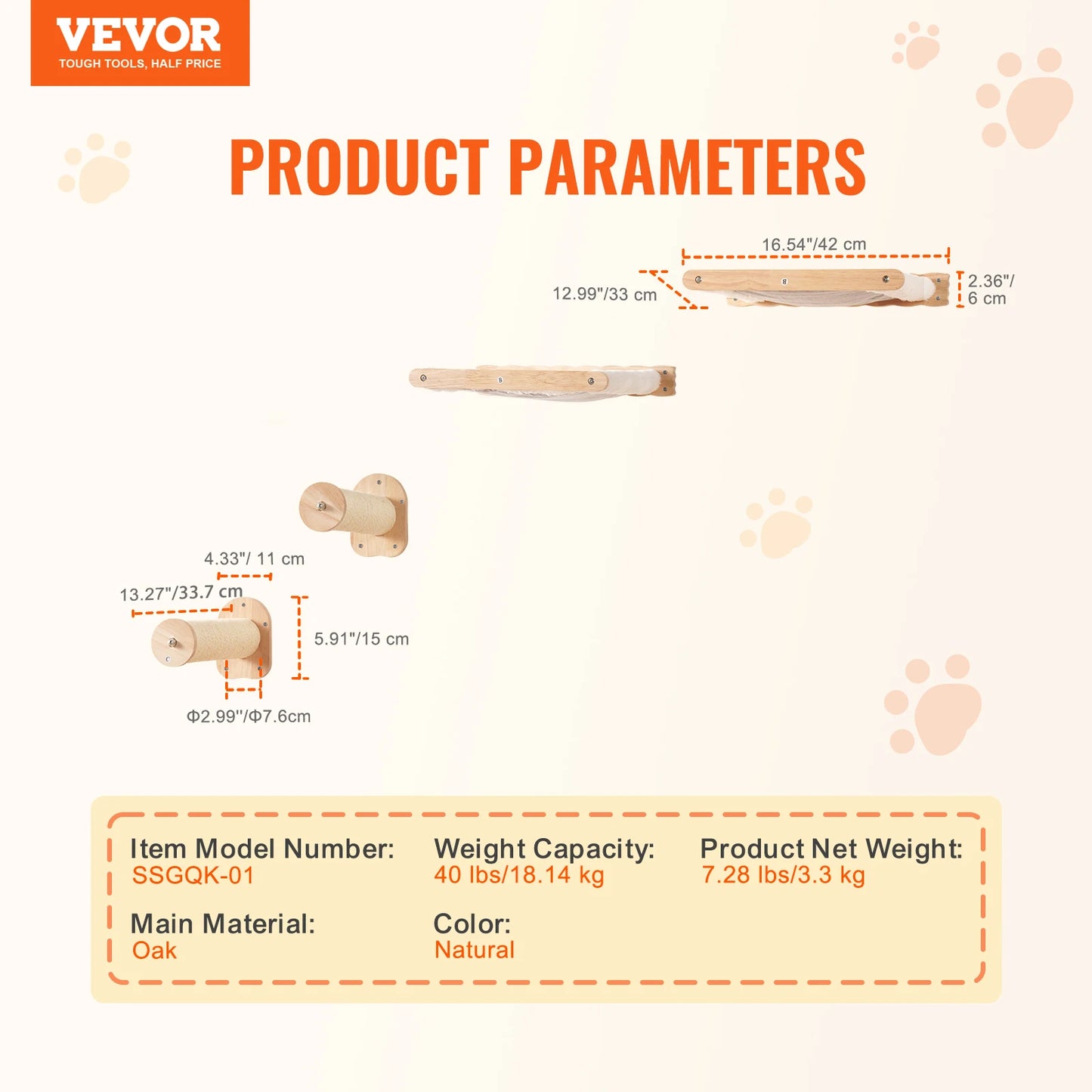 SucceBuy Wall Mounted Cat Shelves Perches Hammocks Cat Tree