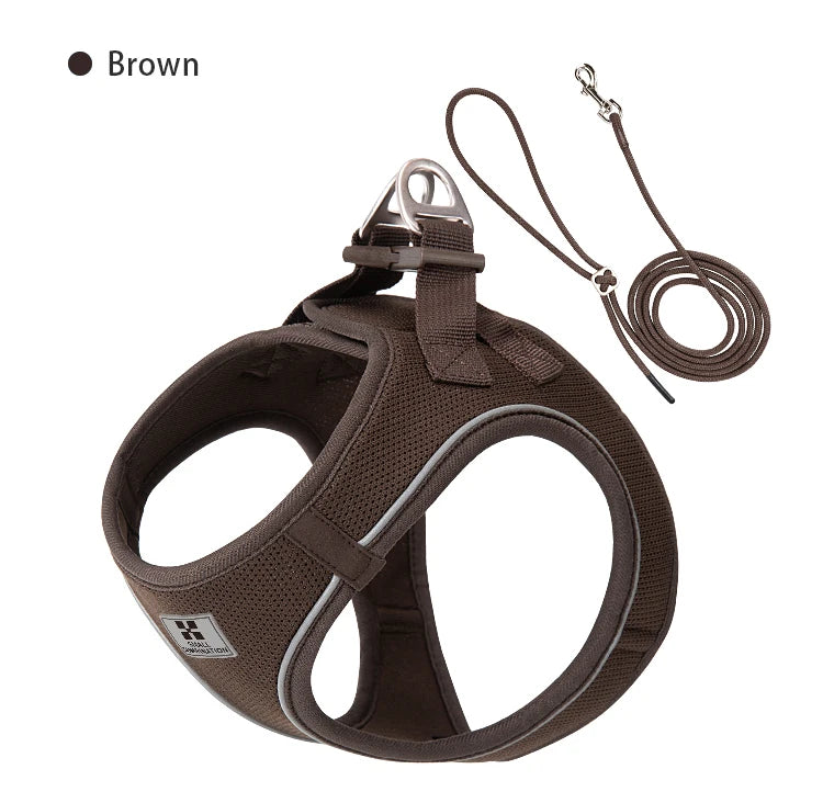 Reflective Nylon Dog Harness Leash Set For Outdoor Walking