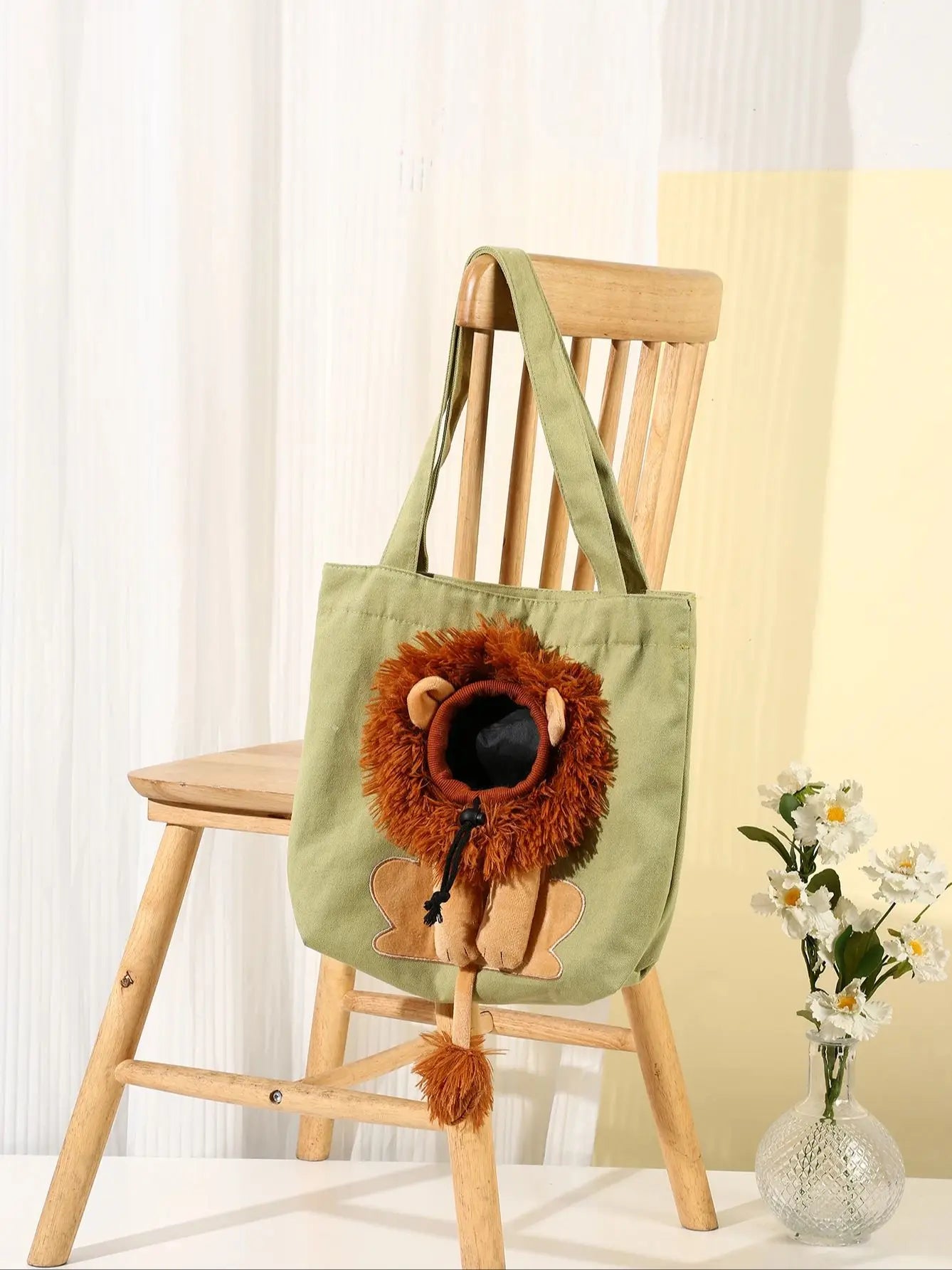 Lion Shaped Cat Carrier Bag Portable Polyester Shoulder Tote